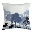 thumbnail image 1 of Moose Throw Pillow Cushion Cover, Forest Design Abstract Woods North American Wild Animals Deer Hare Elk Trees, Decorative Rectangle Accent Pillow Case, 26" X 16", Lilac Blue, by Ambesonne, 1 of 1