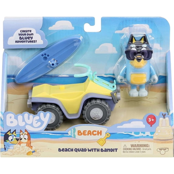Moose Toys Bluey Beach Quad with Bandit Action Figure Sets