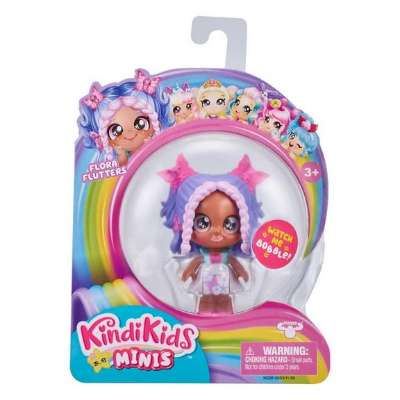 Moose Toys Kindi Kids Minis Flora Flutters Glittery Eyes Bobblehead, Collectable, Plastic