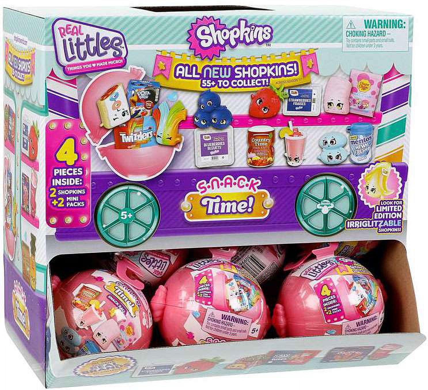 Moose Toys Shopkins Snackball Capsule Mystery Box, 18 Packs