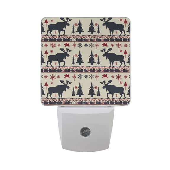 Moose Tree Silhouette Night Light 2 Pack LED Nightlight Plug into Wall Dusk to Dawn Sensor Soft White