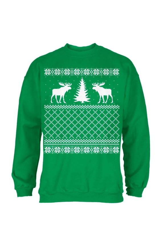 Moose Ugly Christmas Sweater Irish Green Adult Sweatshirt