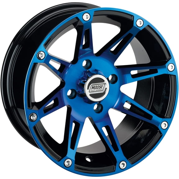 Moose Utilities ATV UTV 12" Blue/Black Wheel (ONE) 387BU 12X8 4/110 4+4 Offset