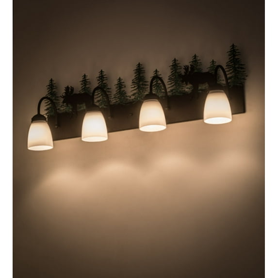 Meyda Tiffany 185875 Wandering Moose 4 Light 35" Wide Vanity Light - Green