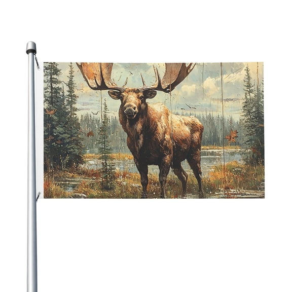 Moose Vintage Flag 3X5 Ft Garden Yard House Flags Banner Sign Outdoor Indoor Party Home Garden Decoration
