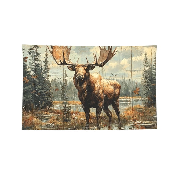 Moose Vintage Four Hole Decorated Banner Flag for Garden Yard Home Decoration Indoor Outdoor 3x5 Ft