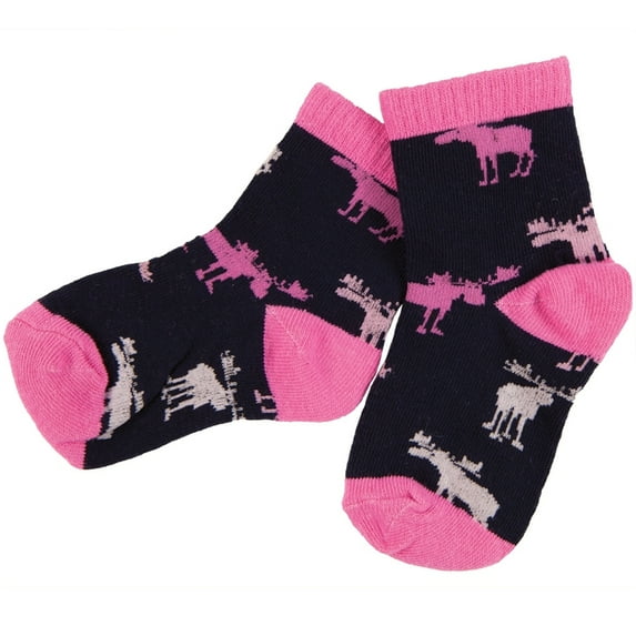 Moose Walking All-Over Kid's Crew Socks - 4-8
