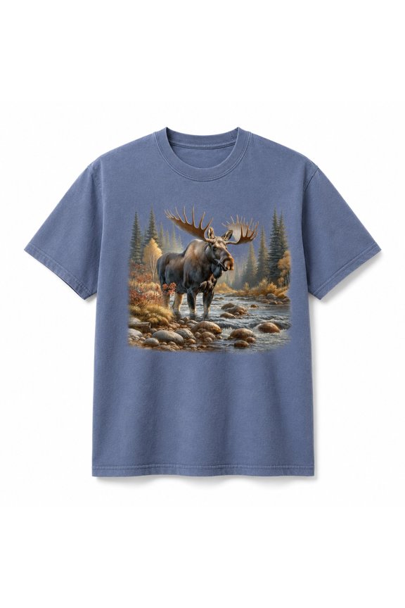 Moose Wildlife Graphic Comfort Colors T-Shirt, Unisex Relaxed Garment-Dyed Cotton Tee