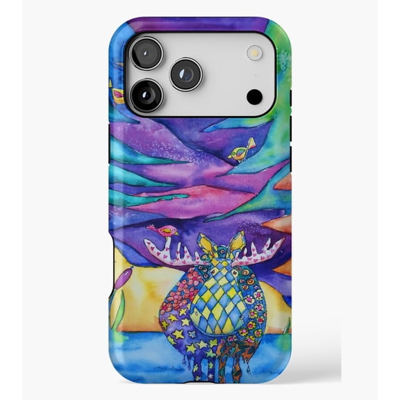 Moose With Birds in Pines M2292, Protective Case for iPhone 17 16 15 14 13 12 11 Pro Max – Modern Unisex Style