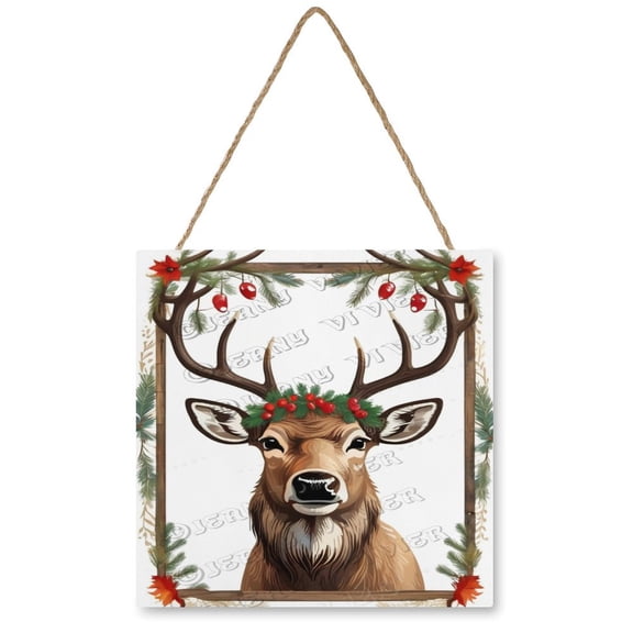 Moose Wood Hanging Sign, Wood Wall Art, Funny Bathroom Wood Decor Sign, Rustic Wall Art for Bedroom Living Room 12x12 Inches