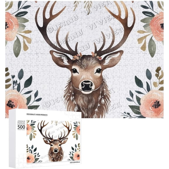 Moose Wooden Sign for Home Office Bedroom Kitchen Bathroom Wall Decor 500 PCS Funny Wood Puzzles Wooden Wall Art Decorative Sign Gift for Women Men Family 15"x20.5"