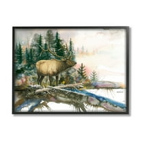 Moose Woodland Nature Composition Animals & Insects Graphic Art Black Framed Art Print Wall Art