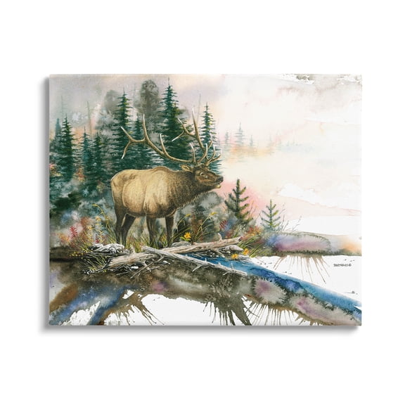Moose Woodland Nature Composition Animals & Insects Graphic Art Gallery Wrapped Canvas Print Wall Art
