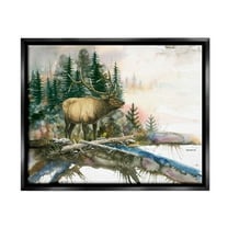 Moose Woodland Nature Composition Animals & Insects Graphic Art Jet Black Framed Art Print Wall Art