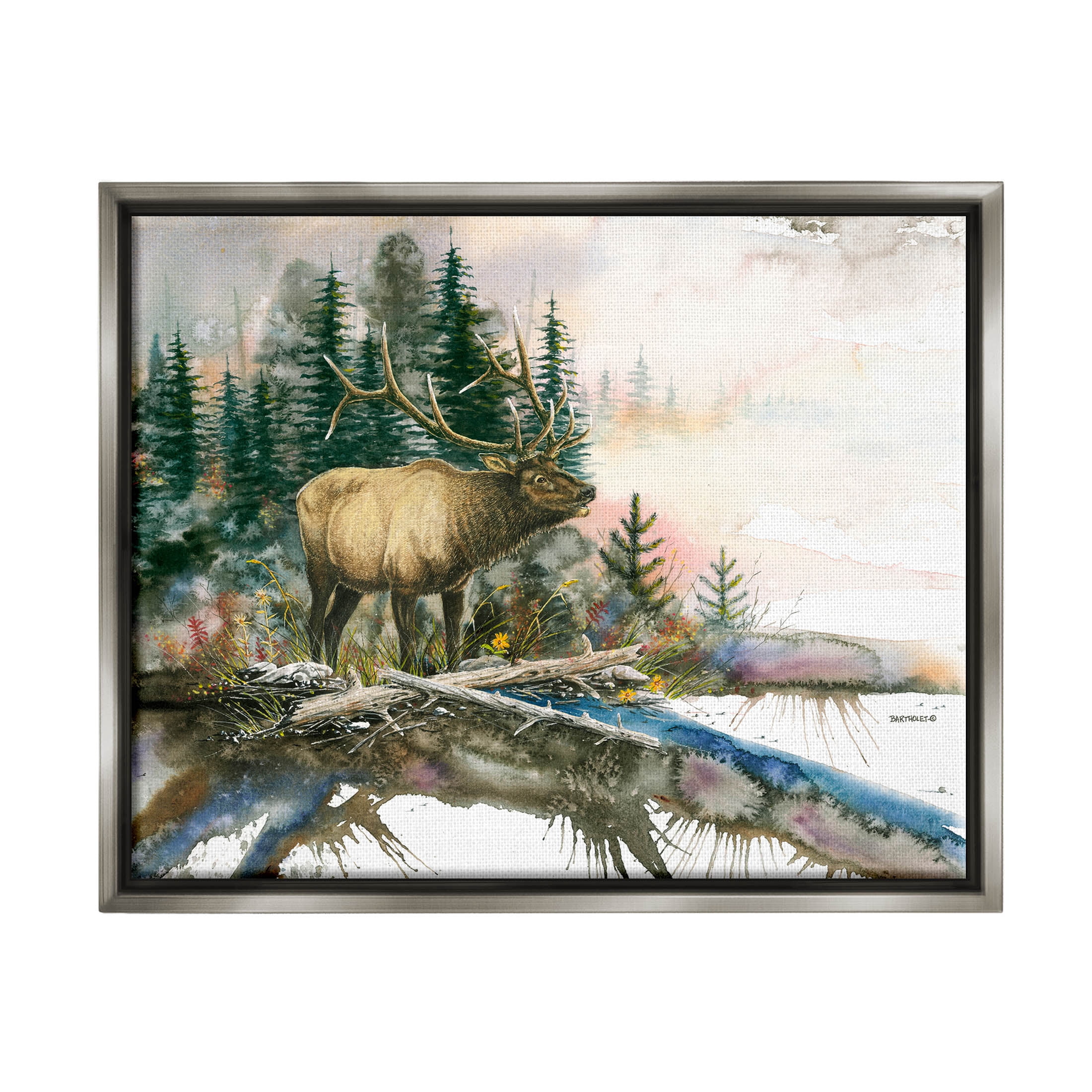 Moose Woodland Nature Composition Animals & Insects Graphic Art Luster Gray Framed Art Print Wall Art