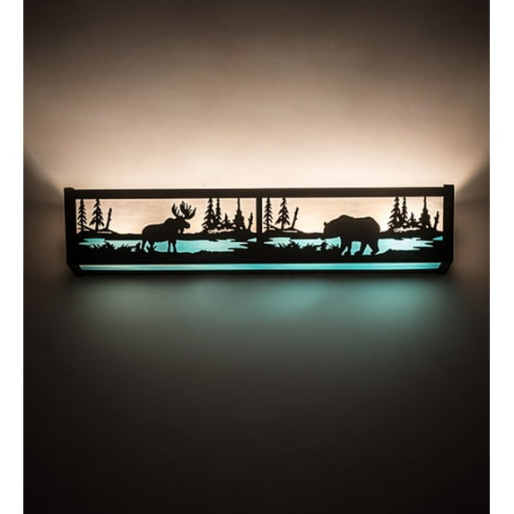 Meyda Tiffany 188351 Moose And Black Bear 24" Wide Bath Bar - MultiColor