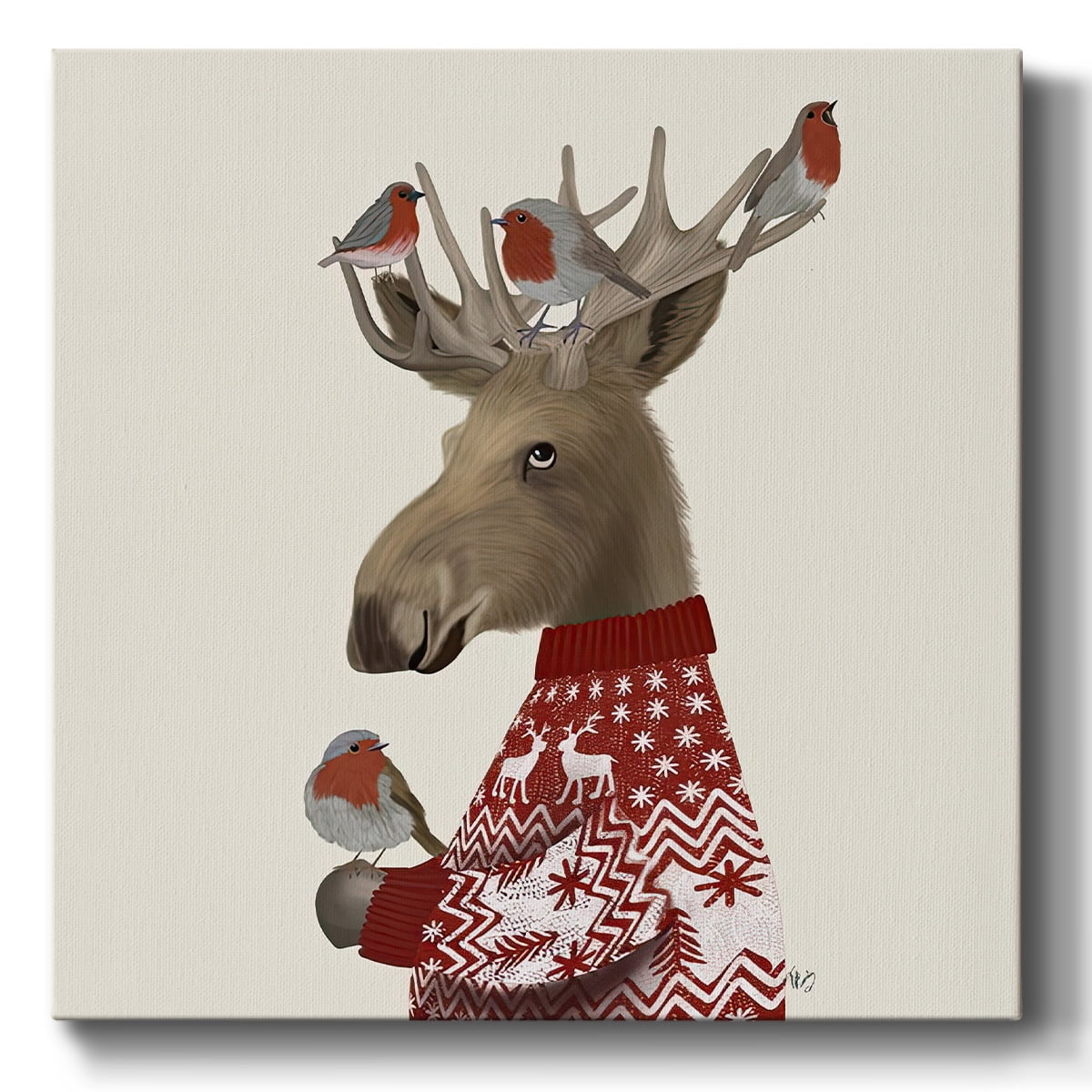 Moose and Robins- Gallery Wrapped Canvas