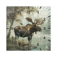thumbnail image 1 of Moose on Misty Lake Wall Clock Battery Operated Silent Non-Ticking Bedroom Office Kitchen Home School Decor 7.8"(Gold), 1 of 10