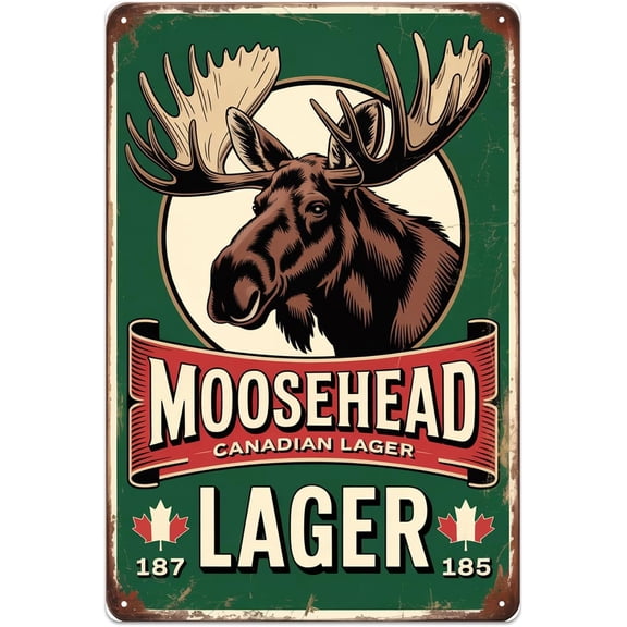 Moosehead Beer Metal sign Vintage Style Aluminum Metal Signs for Garden, Yard, Porch, Home Bedroom, Kitchen Decor 8 X 12 inch, Weather Resistant, Waterproof, Durable Ink, Easy to Mount