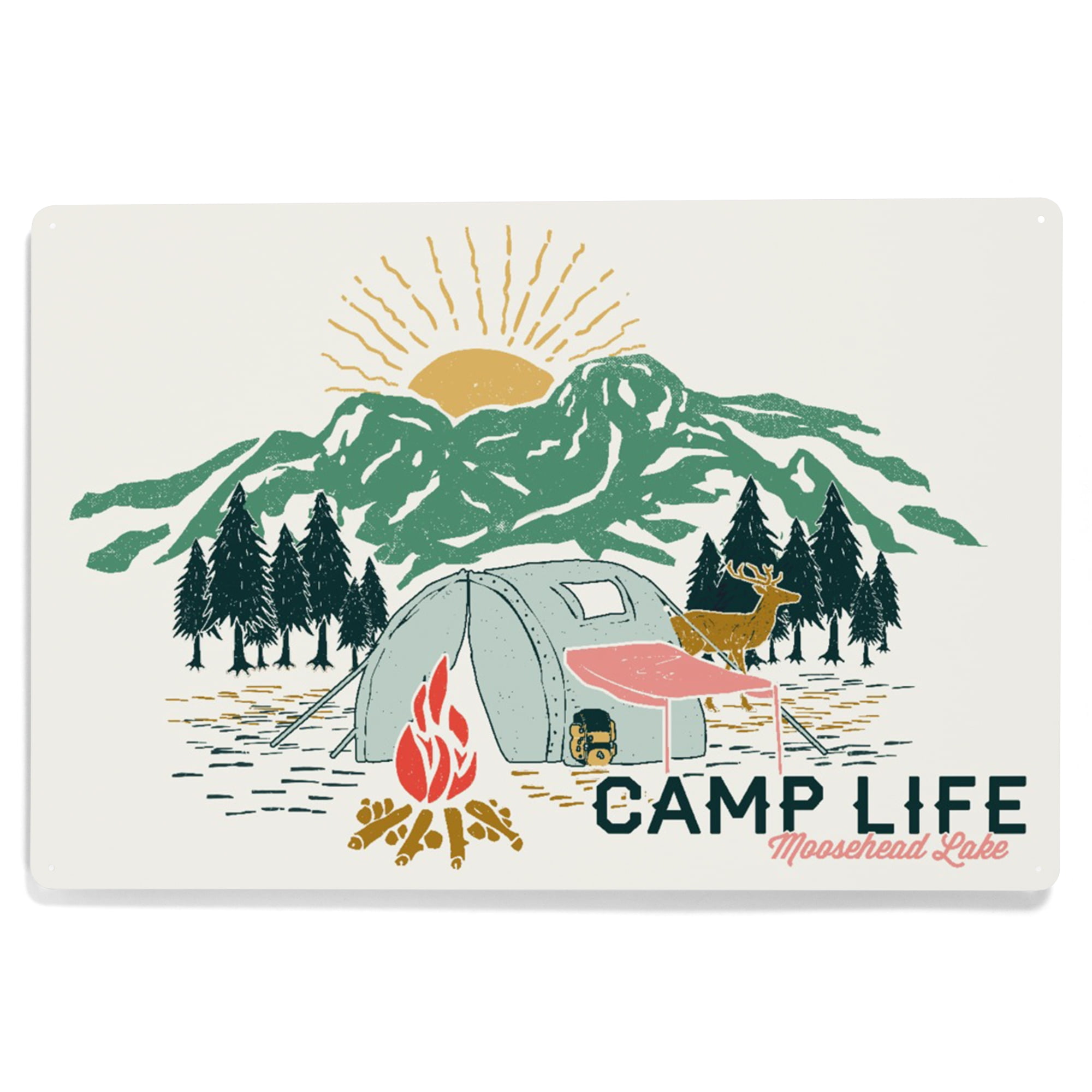 Moosehead Lake, Let's Go Camping, Camping Scene (12x18 Aluminum Art ...