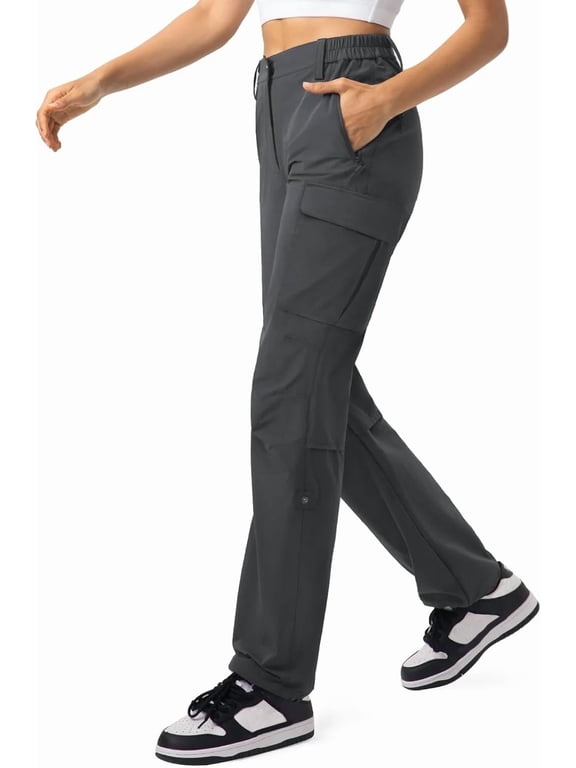 Cargo Hiking Pants for Women with Pockets Quick Dry Lightweight Dark Grey M