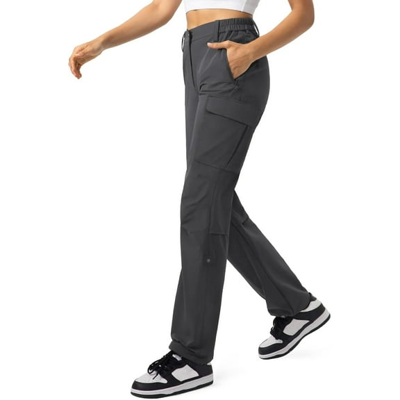 Moosehill Cargo Hiking Pants for Women with Pockets Quick Dry Lightweight Dark Grey XXL