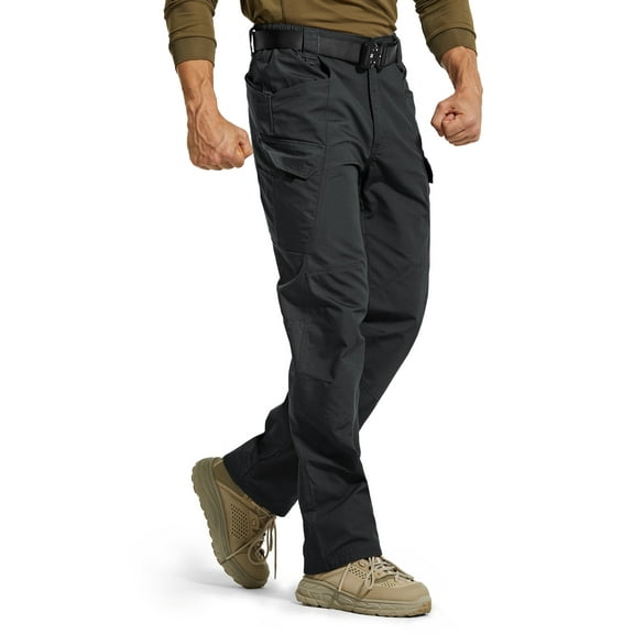 Moosehill Relaxed Work Cargo Pants for Men, Tactical & Hiking Trousers Black, Size 34x32