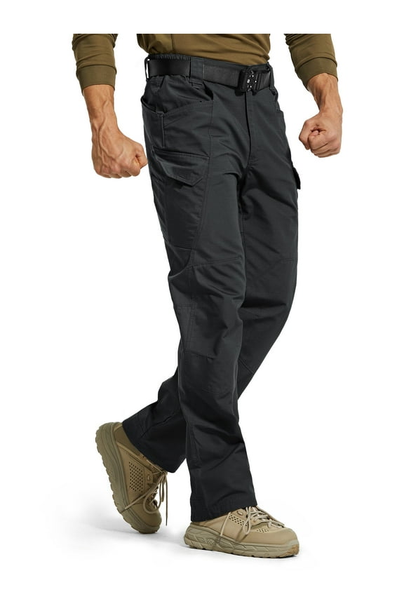 Relaxed Work Cargo Pants for Men, Tactical & Hiking Trousers Black, Size 34x32