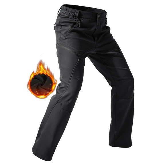 Moosehill Men's Waterproof Snow Ski Pants Fleece Lined Winter Insulated Warm Hiking Pants Black XL