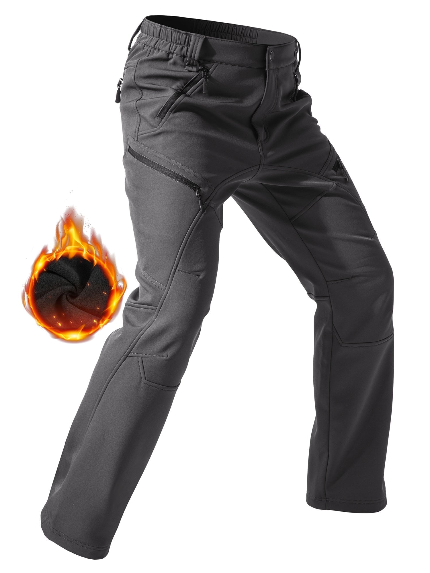 Moosehill Men's Waterproof Snow Ski Pants Fleece Lined Winter Insulated Warm Hiking Pants Grey 3XL