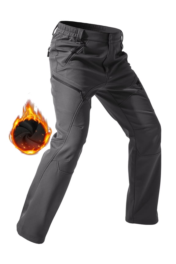Men's Waterproof Snow Ski Pants Fleece Lined Winter Insulated Warm Hiking Pants Grey XL