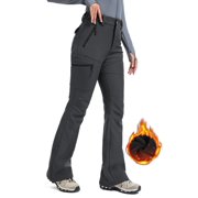 Moosehill Womens Snow Pants Fleece Lined Waterproof with Adjustable Waistband for Ski Winter Hiking Grey M