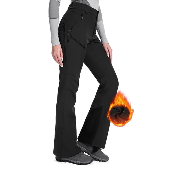 Moosehill Women's Snow Ski Pants Fleece Lined Waterproof Insulated for Winter Hiking Black M
