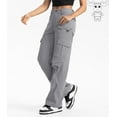 thumbnail image 1 of Women's Cargo Pants Wide Leg High Waisted Hiking Work Casual Lightweight Stretch Grey, 1 of 10