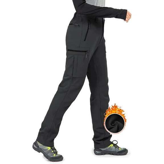 Moosehill Womens Fleece Lined Winter Hiking Camping Outdoor Pants Windproof Dark Grey S