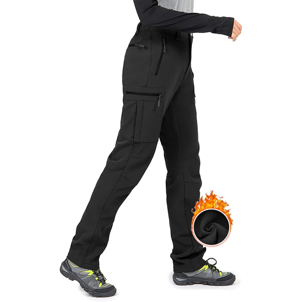 Moosehill Womens Snow Ski Pants Fleece Lined Winter Hiking Outdoor Water Resistant Windproof Black S