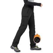 Moosehill Womens Snow Ski Pants Fleece Lined Winter Hiking Outdoor Water Resistant Windproof Black XS