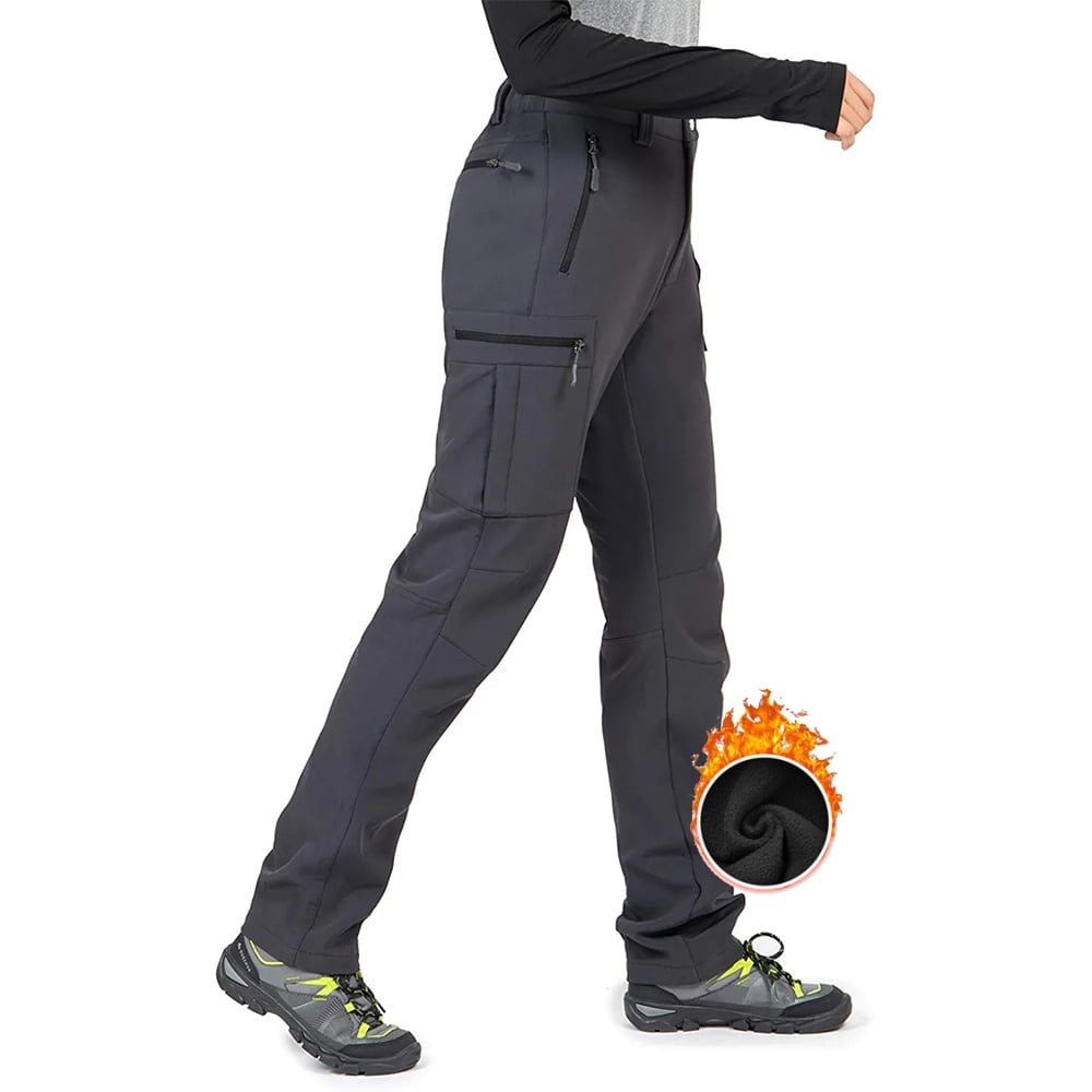 Moosehill Womens Snow Ski Pants Fleece Lined Winter Hiking Outdoor Water Resistant Windproof Grey L