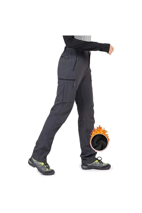 Womens Snow Ski Pants Fleece Lined Winter Hiking Outdoor Water Resistant Windproof Grey XL