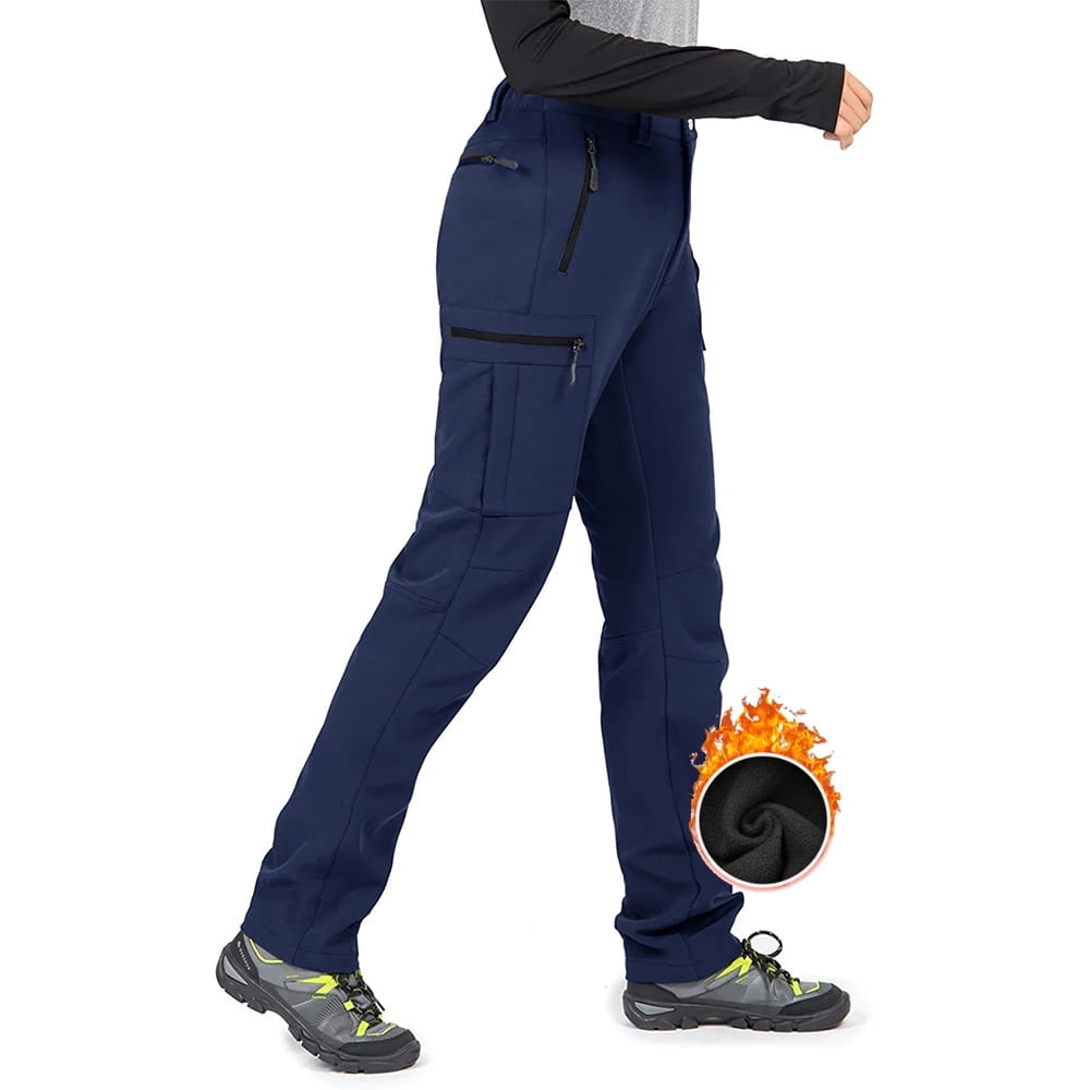 Moosehill Womens Snow Ski Pants Fleece Lined Winter Hiking Outdoor Water Resistant Windproof Navy S