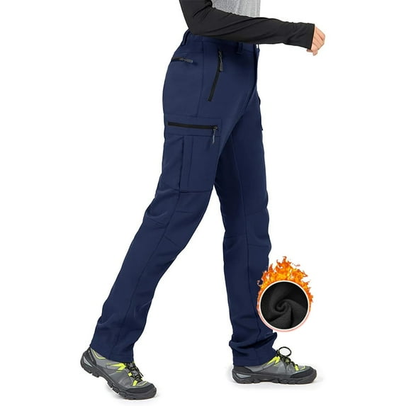 Moosehill Womens Snow Ski Pants Fleece Lined Winter Hiking Outdoor Water Resistant Windproof Navy XXL