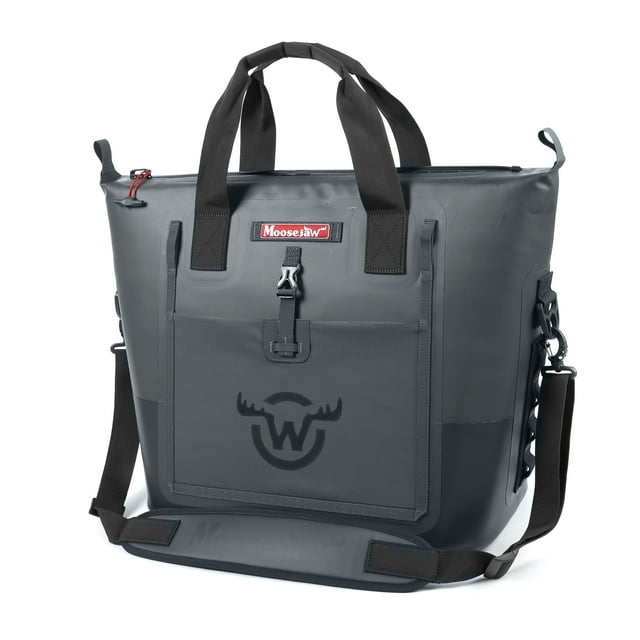Moosejaw 42 Can Soft-Sided Cooler with Padded Crossbody Strap, Gray