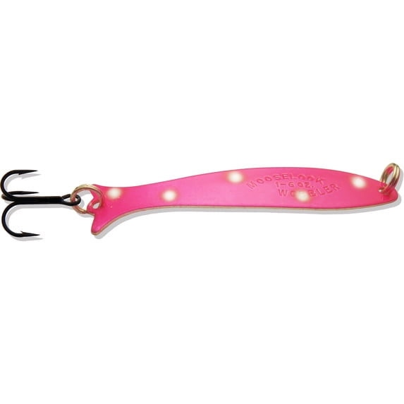 Mooselook Junior Wobbler Spoon 2-1/2" 1/6 Oz Silver Back Metallic Pink White Dot