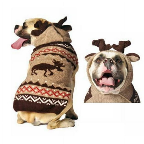 Moosey Hoodie Dog Sweater - Tan / Brown