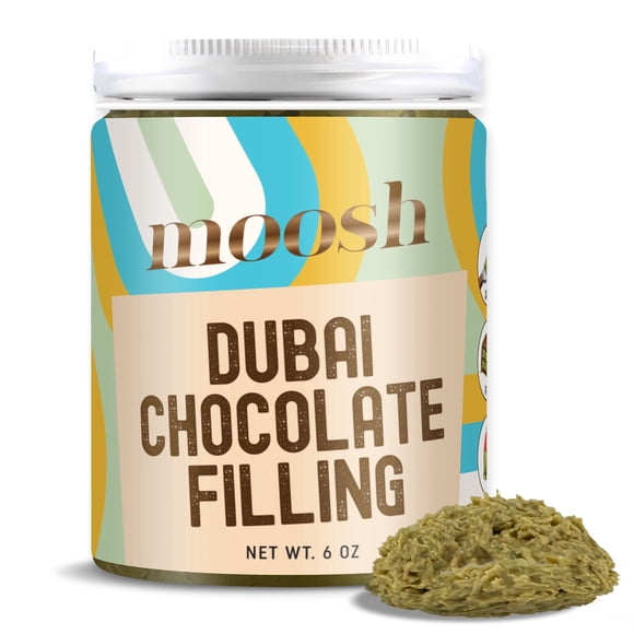 Moosh Dubai Chocolate Bar Filling Viral Pistachio & Kataifi Spread for Desserts, Toast, and Candy Making (6 oz)