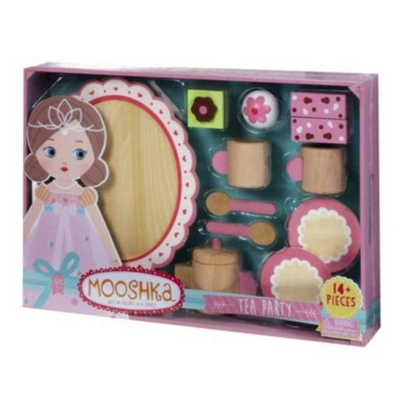 Mooshka Tea Party Set Wooden Play Dish Set 14 Pieces