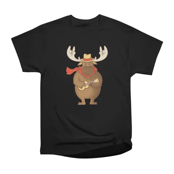 Moosical Serenade Rockin Moose with Ukulele T-Shirt Tee Gift For Him Merch For Her Apparel
