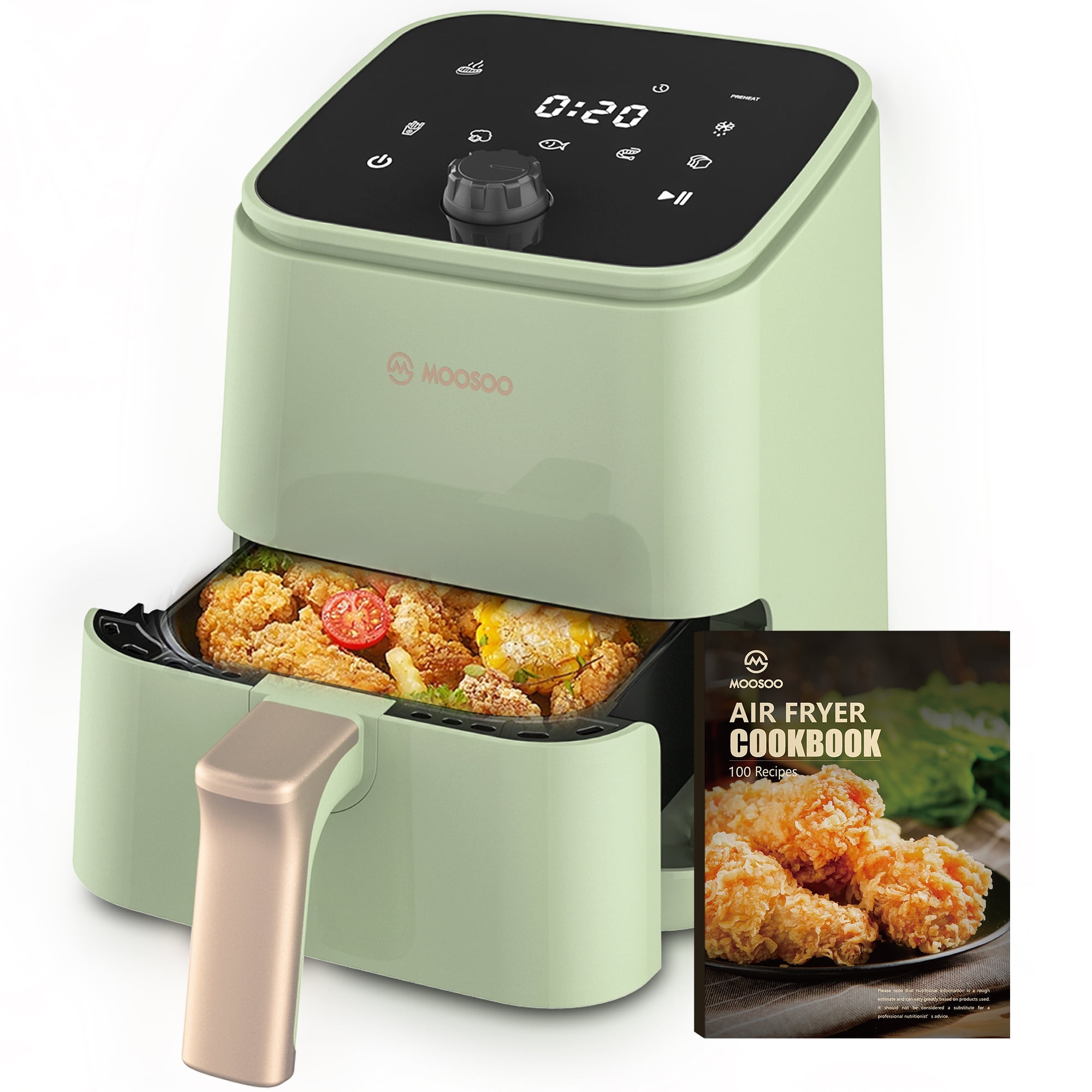 Moosoo 2 Quart Small Air Fryer, 1200W Touchscreen Compact Air Fryer