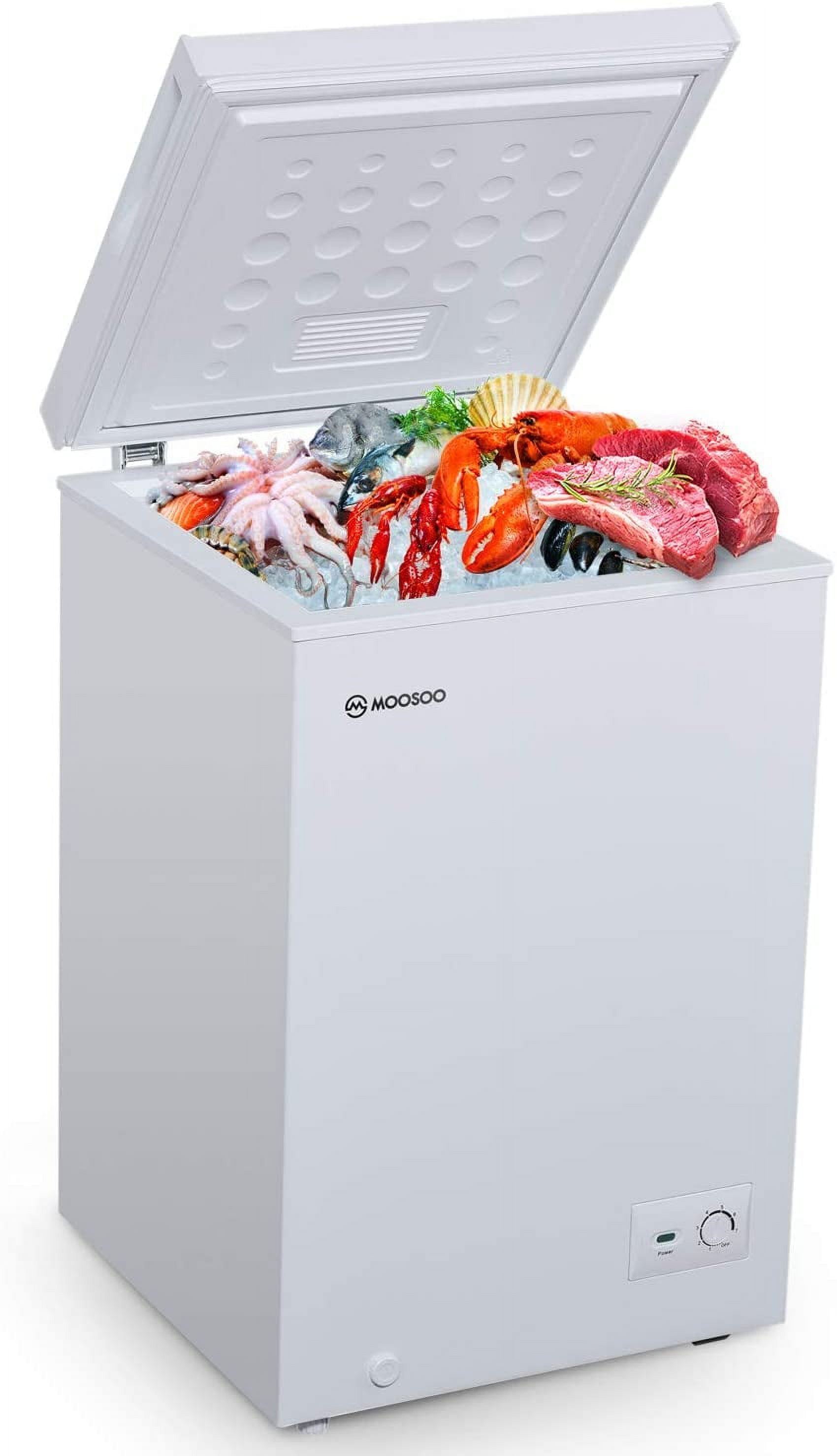 MOOSOO M 3.5 Cubic Feet Chest Freezer (DF1MD35AUS-B) is an  Energy-saving/CSA Certified, top loading compact