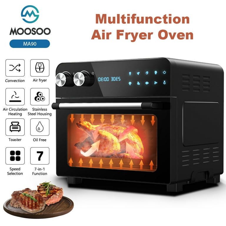 MOOSOO 10-in-1 Air Fryer Toaster Oven, 24 Quart/6 Slices Large Air